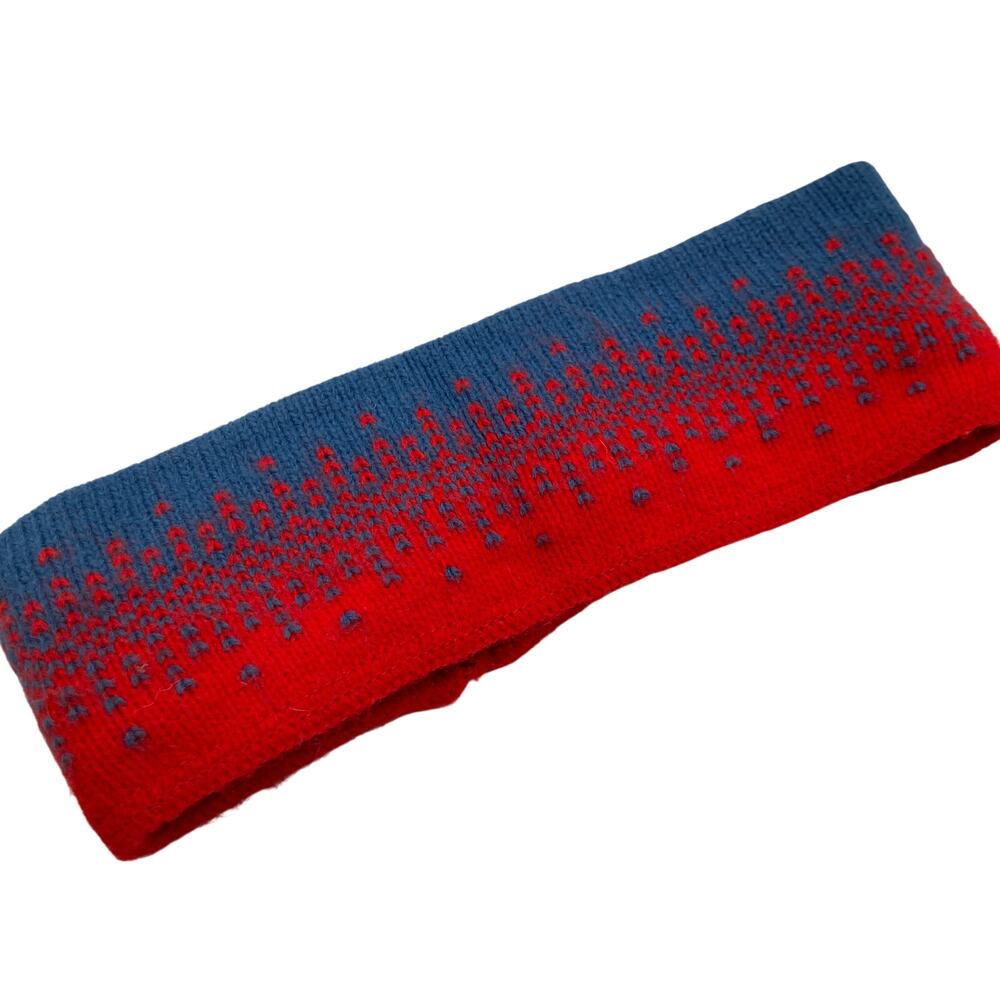 Handmade Blue & Red Fade Static Knit Ear Warmer Headband OSFM Ski Outdoor Hiking